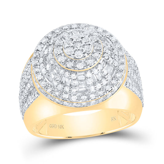 10kt Yellow Gold 2 Cttw Natural Diamond Fashion Round Men's Ring, Men Size: 8-12
