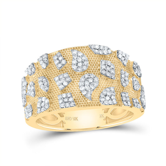 10kt Yellow Gold 5/8 Cttw Natural Diamond Nugget Men's Ring, Men Size: 8-12