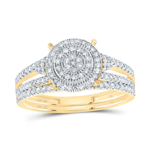 10kt Yellow Gold 1/2 Cttw Natural Diamond Fashion Round Wedding Engagement Anniversary Bridal Set, Women Size: 5-9