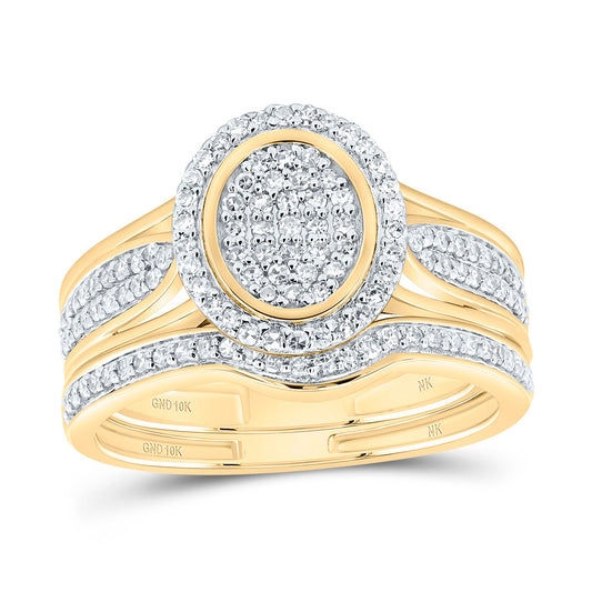 10kt Yellow Gold 1/2 Cttw Natural Diamond Fashion Oval Wedding Engagement Anniversary Bridal Set, Women Size: 5-9