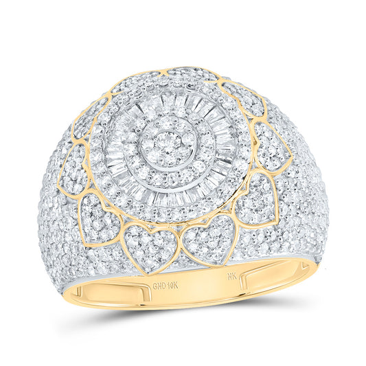 10kt Yellow Gold 1 1/2 Cttw Natural Diamond Fashion Heart Wedding Engagement Anniversary Ladies Ring, Women Size: 5-9