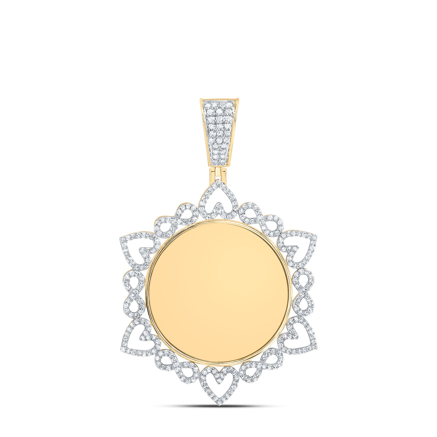 10kt Yellow Gold 1 Cttw Natural Diamond Memory Infinity Heart Mens Charm