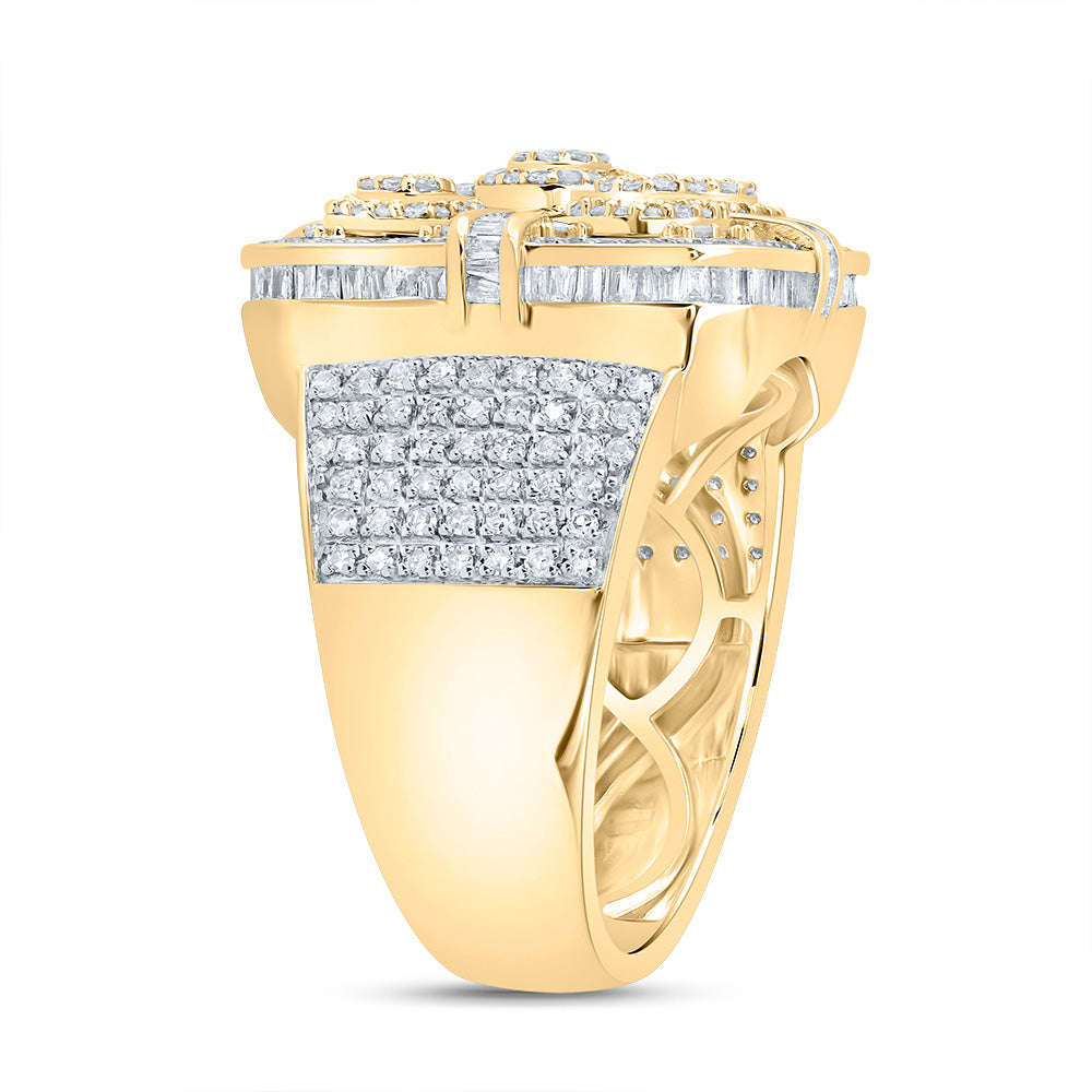 10kt Yellow Gold 1 3/4 Cttw Natural Diamond Square Mens Ring, Men Size: 8-12