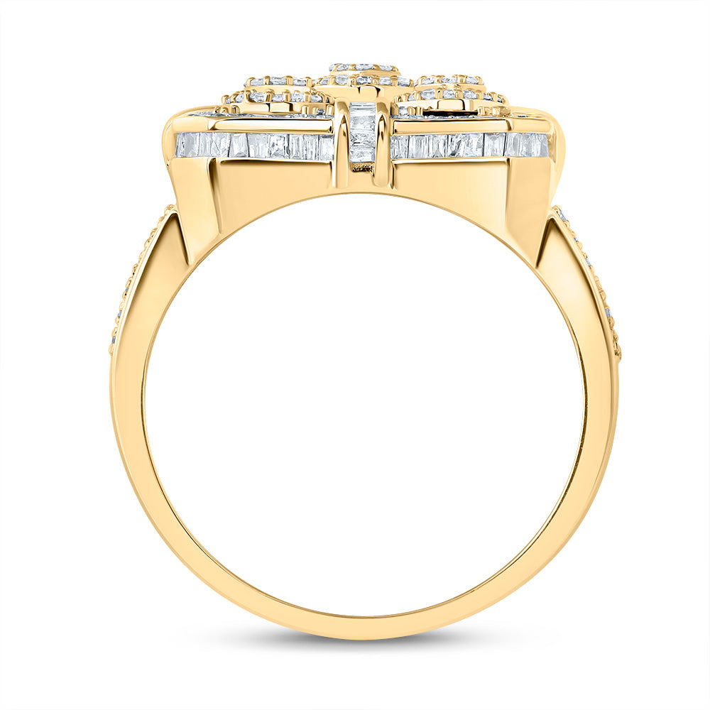 10kt Yellow Gold 1 3/4 Cttw Natural Diamond Square Mens Ring, Men Size: 8-12