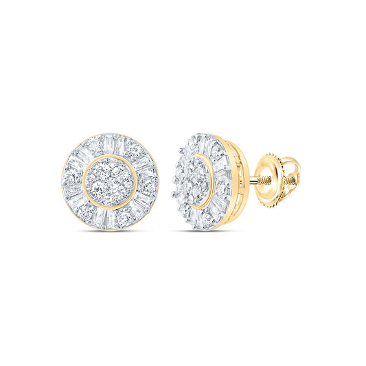 10kt Yellow Gold 3/4 Cttw Natural Diamond Fashion Round Stud Earring