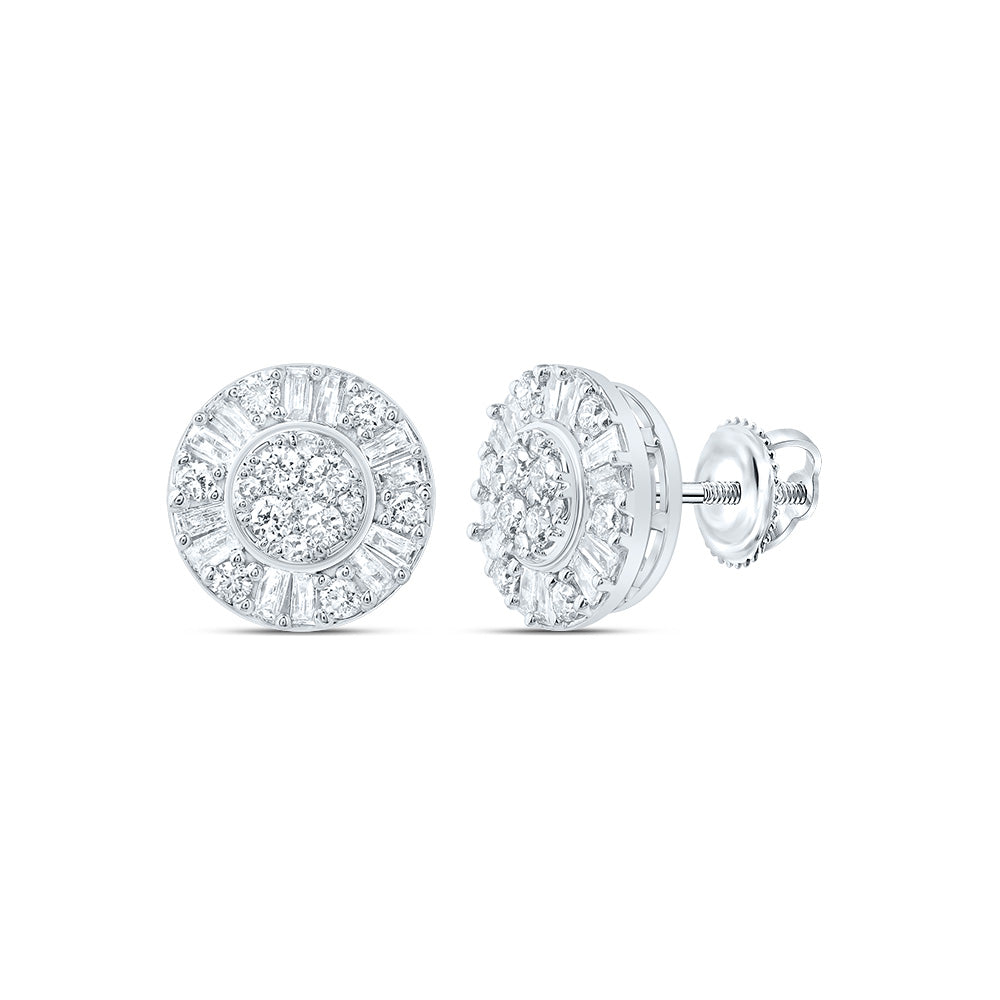 10kt White Gold 3/4 Cttw Natural Diamond Fashion Round Stud Earring