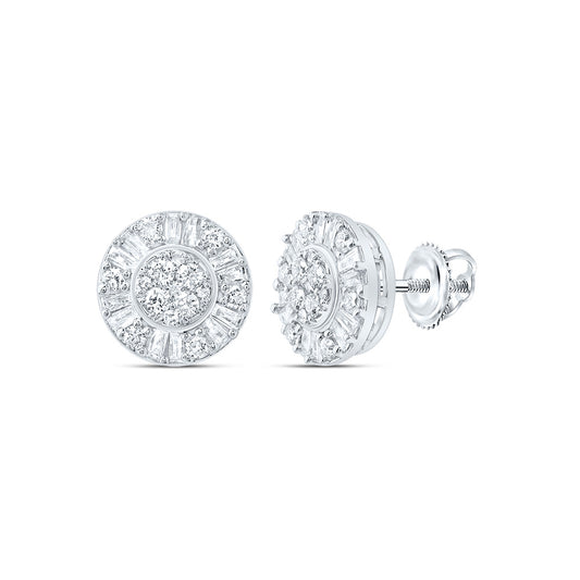 10kt White Gold 3/4 Cttw Natural Diamond Fashion Round Stud Earring