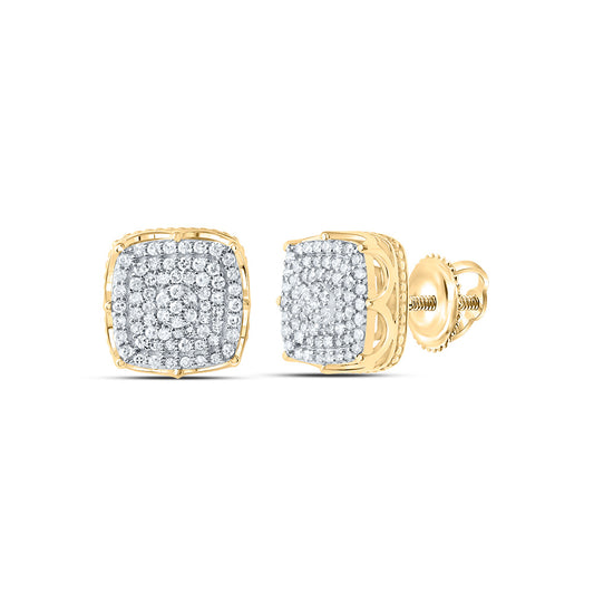 10kt Yellow Gold 1/2 Cttw Natural Diamond Fashion Cushion Stud Earring