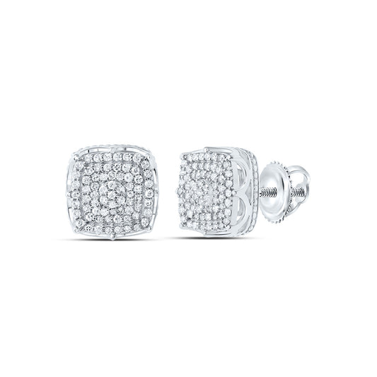 10kt White Gold 1/2 Cttw Natural Diamond Fashion Cushion Stud Earring