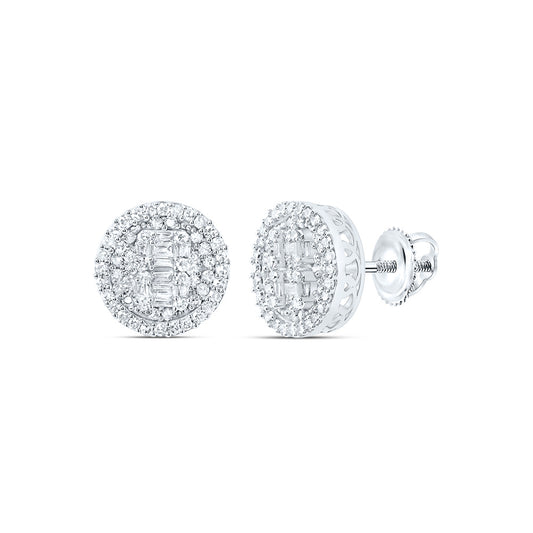 10kt White Gold 5/8 Cttw Natural Diamond Fashion Round Stud Earring