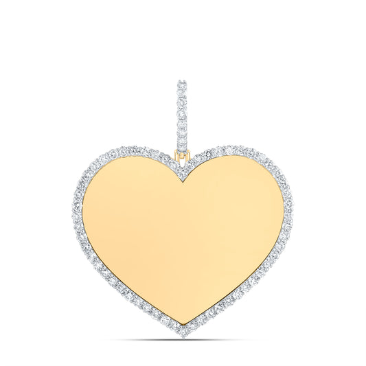 10kt Yellow Gold 2 Cttw Natural Diamond Memory Heart Mens Charm