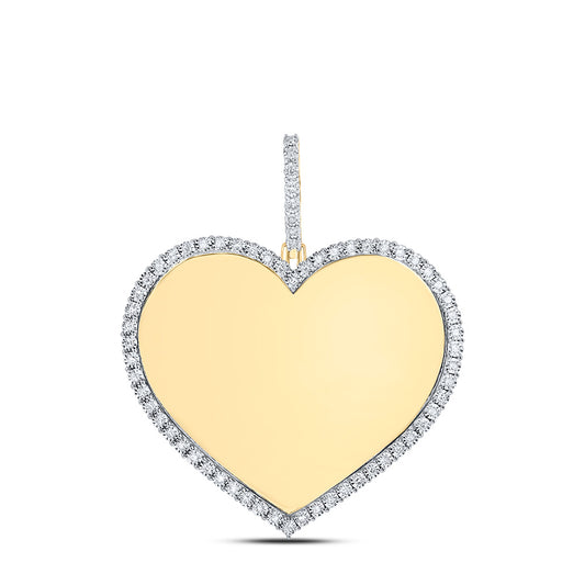 10kt Yellow Gold 1/4 Cttw Natural Diamond Memory Heart Mens Charm