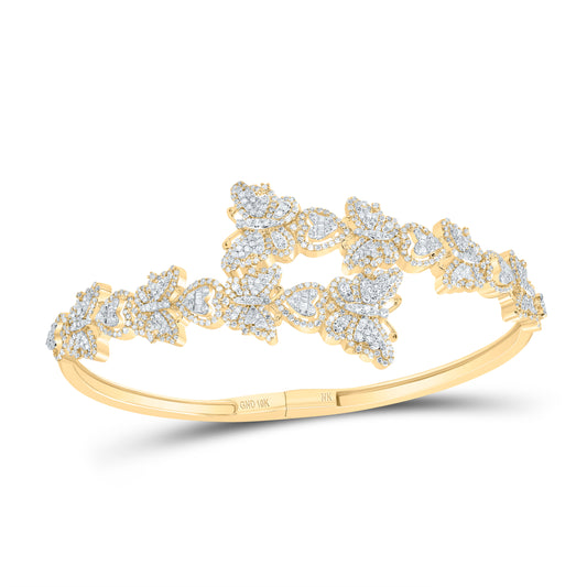 10kt Yellow Gold 2 1/2 Cttw Natural Diamond Fashion Butterfly-heart Bangle (55x65mm)