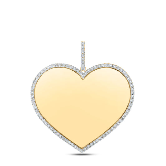 10kt Yellow Gold 1/3 Cttw Natural Diamond Memory Heart Mens Charm
