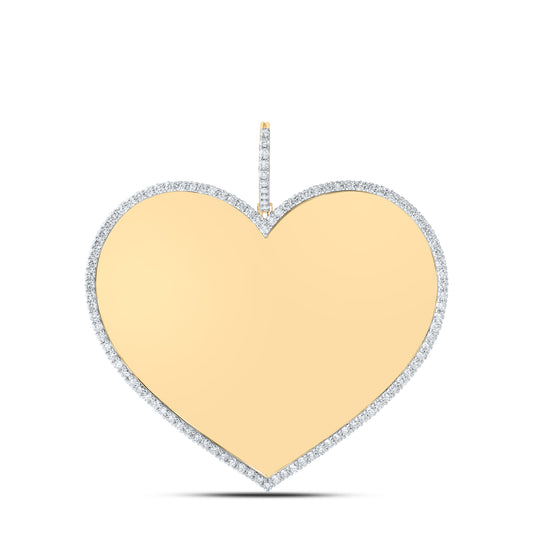 10kt Yellow Gold 3 3/8 Cttw Natural Diamond Memory Heart Mens Charm