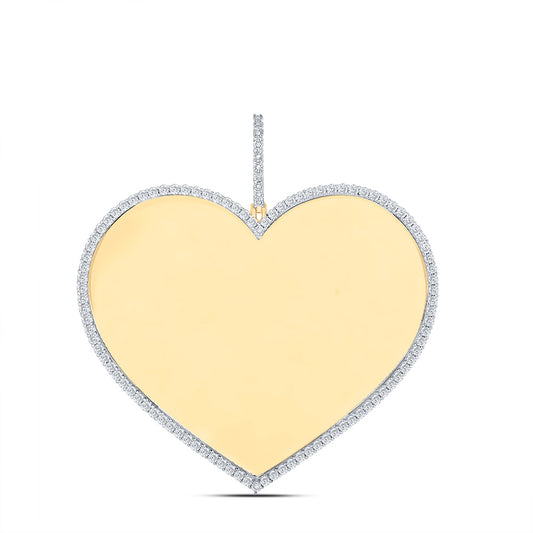 10kt Yellow Gold 3/8 Cttw Natural Diamond Memory Heart Mens Charm
