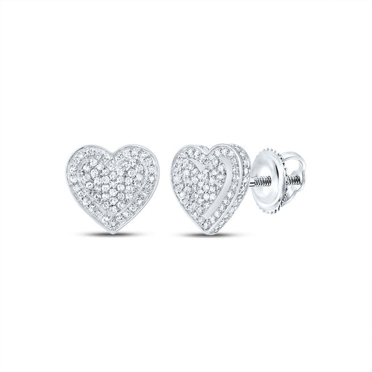 10kt White Gold 1/2 Cttw Natural Diamond Fashion Heart Stud Earring