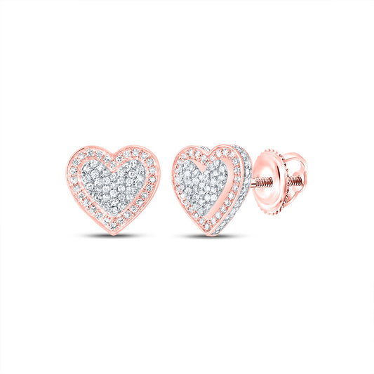10kt Rose Gold 1/2 Cttw Natural Diamond Fashion Heart Stud Earring