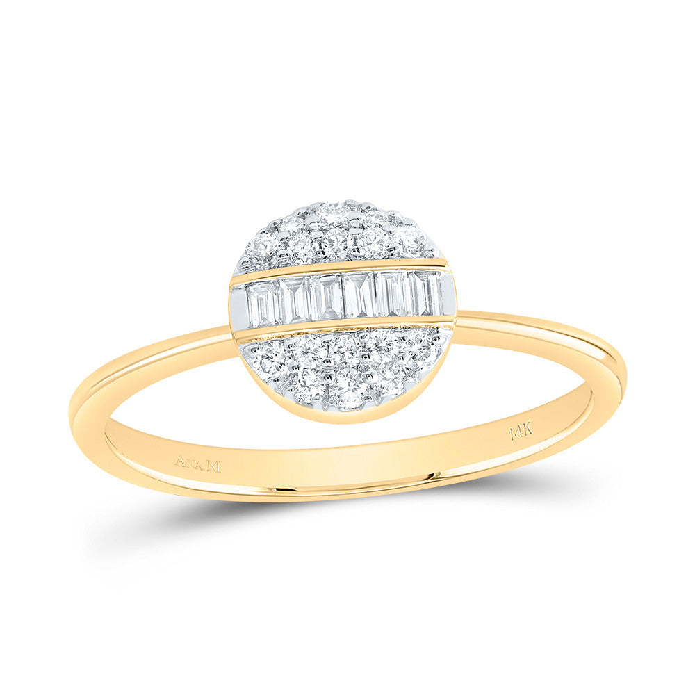 14kt Yellow Gold 1/4 Cttw Natural Diamond Ana M Fashion Round Wedding Engagement Anniversary Ring, Women Size: 5-9