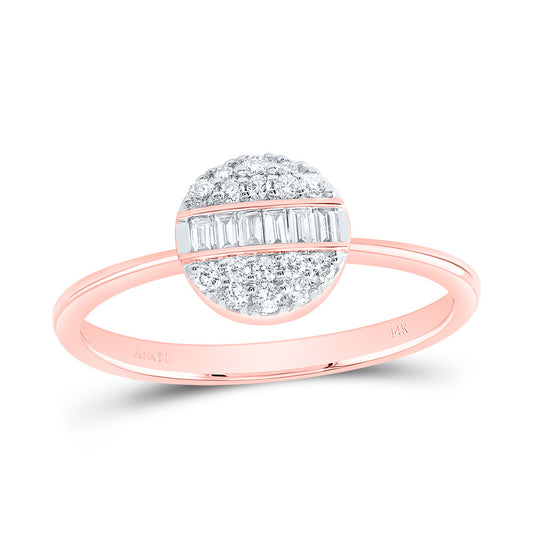 14kt Rose Gold 1/4 Cttw Natural Diamond Ana M Fashion Round Wedding Engagement Anniversary Ring, Women Size: 5-9