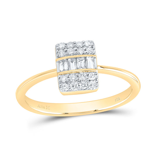 14kt Yellow Gold 1/3 Cttw Natural Diamond Ana M Fashion Square Wedding Engagement Anniversary Ring, Women Size: 5-9