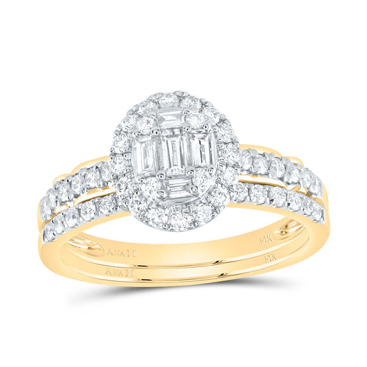 14kt Yellow Gold 3/4 Cttw Natural Diamond Ana M Diana Oval Wedding Engagement Anniversary Bridal Set, Women Size: 5-9