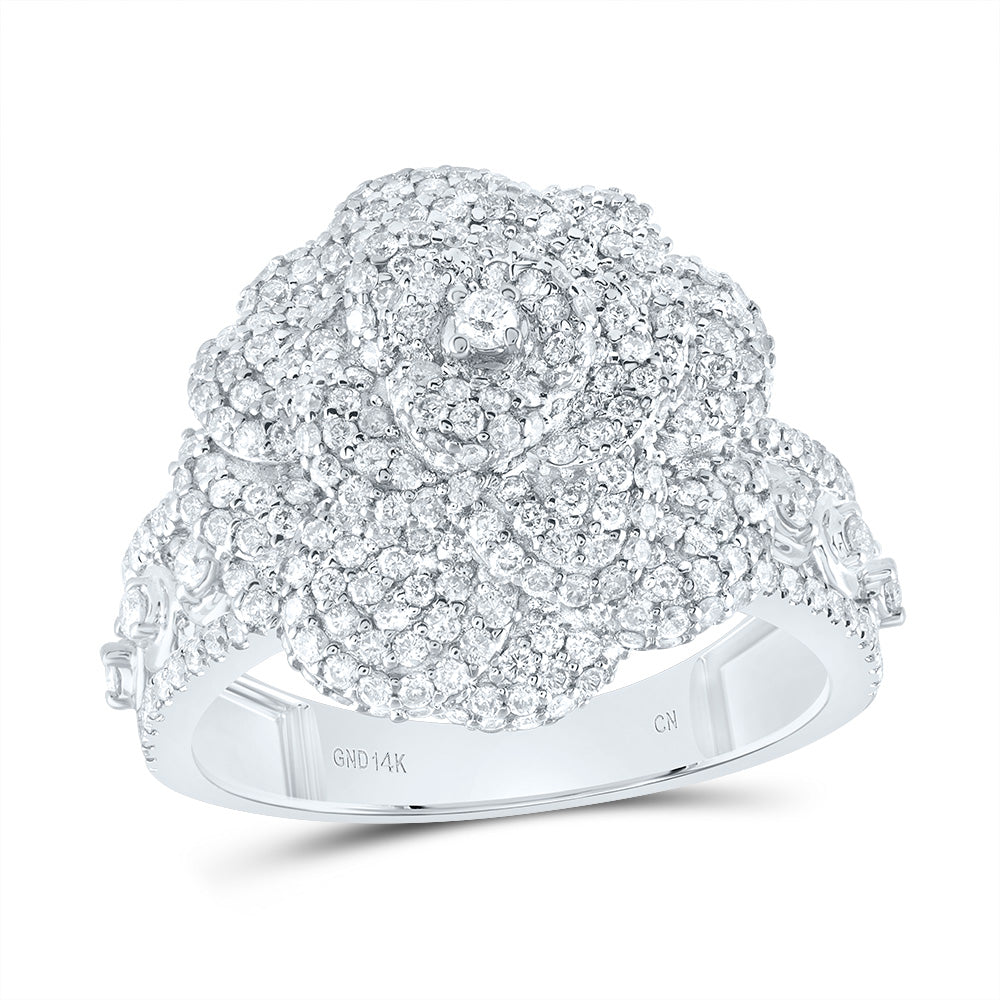 14kt White Gold 2 Cttw Natural Diamond Fashion Rose Wedding Engagement Anniversary Ring, Women Size: 5-9