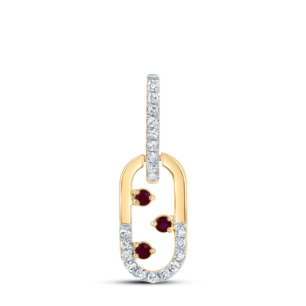 14kt Yellow Or White Or Rose Gold Diamond and Round Emerald Natural Gem Paper Clip Pendant