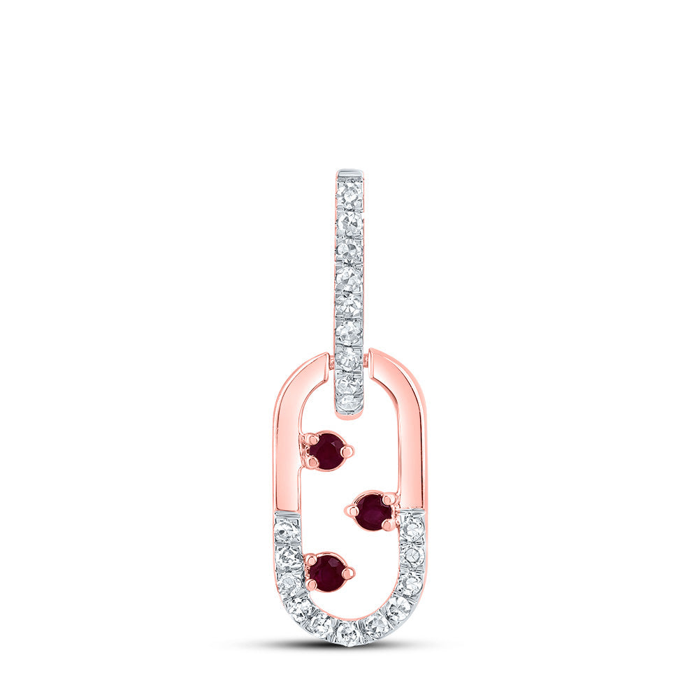 14kt Yellow Or White Or Rose Gold Diamond and Round Emerald Natural Gem Paper Clip Pendant