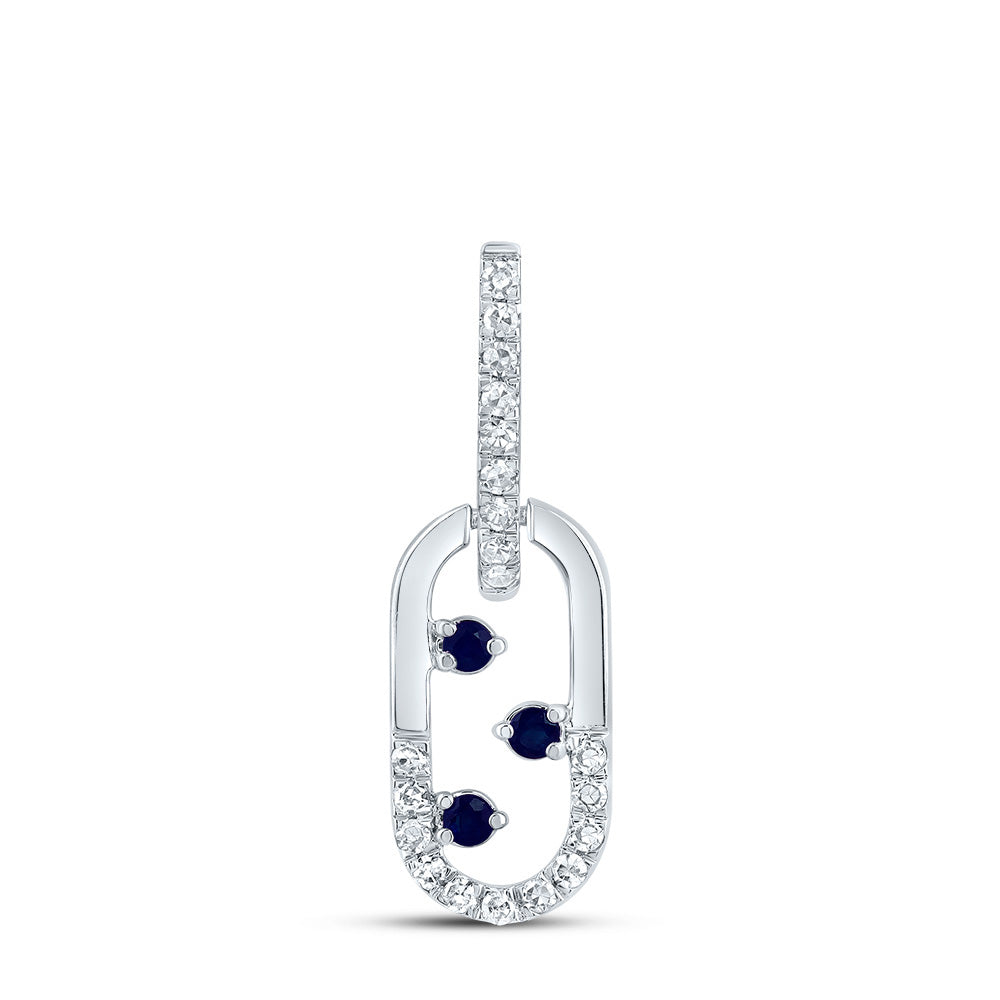 14kt Yellow Or White Or Rose Gold Diamond and Round Emerald Natural Gem Paper Clip Pendant