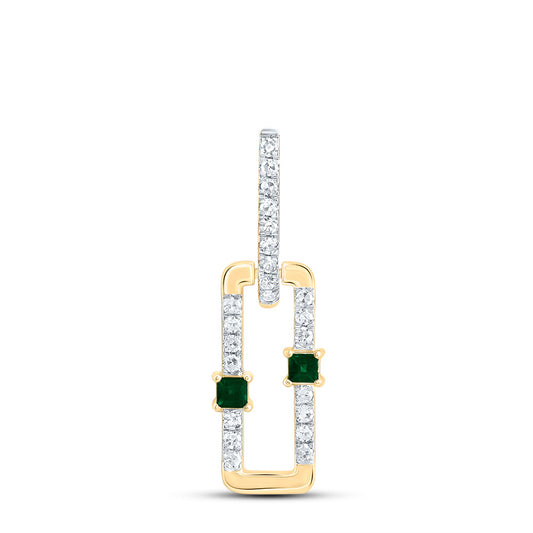 14kt Yellow Or White Or Rose Gold Diamond Pr Emerald Natural Gem Paper Clip Pendant