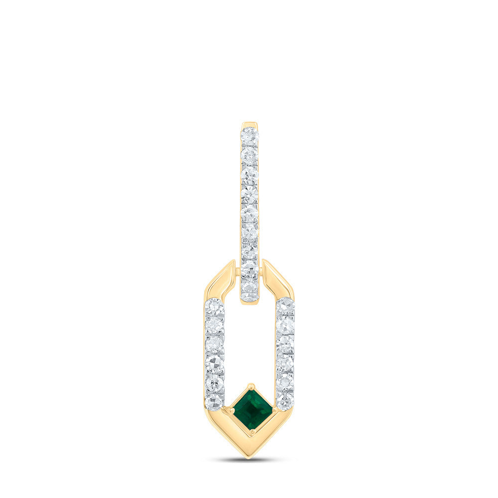 14kt Yellow Or White Or Rose Gold Diamond 1.7mm Pr Emerald Natural Gem Paper Clip Pendant
