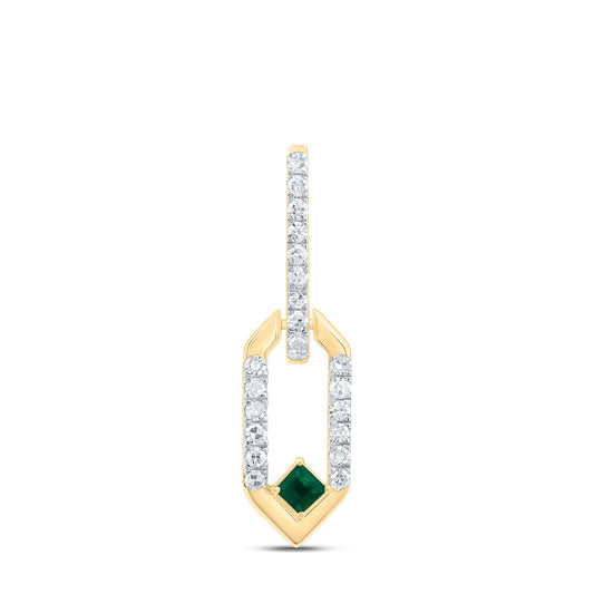 14kt Yellow Or White Or Rose Gold Diamond 1.7mm Pr Emerald Natural Gem Paper Clip Pendant