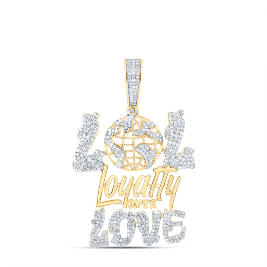 10kt Yellow Gold 1 1/2 Cttw Diamond " Lol Loyalty Over Love" Mens Charm