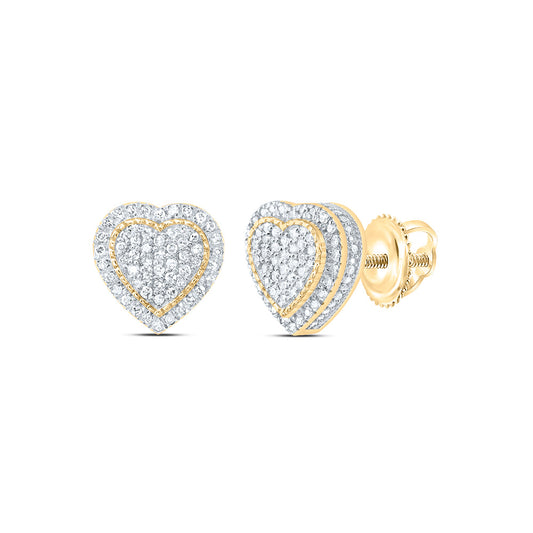 10kt Yellow Gold 3/8 Cttw Natural Diamond Fashion Heart Earring