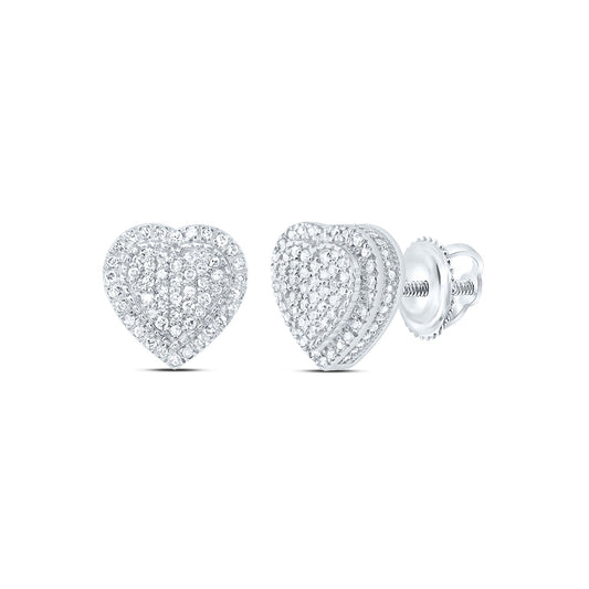 10kt White Gold 3/8 Cttw Natural Diamond Fashion Heart Earring