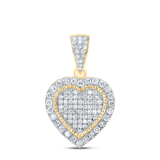 10kt Yellow Gold 7/8 Cttw Natural Diamond Fashion Heart Pendant