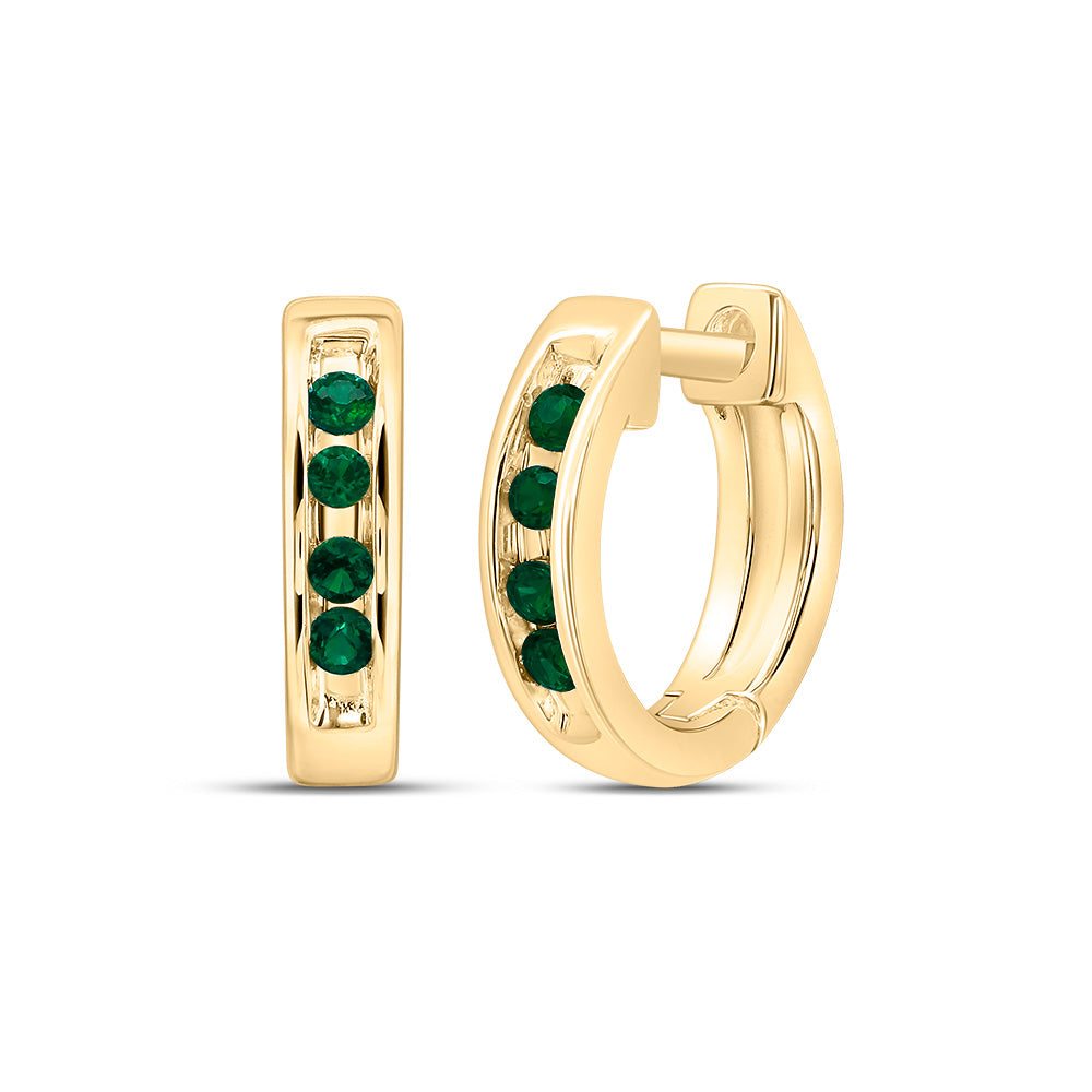 10K Yellow Or White Gold 1/12Ctw Synthetic Gemstone Hoop Earring