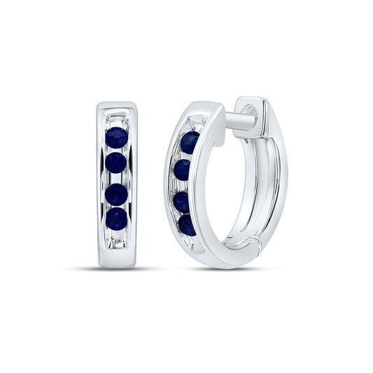 10kt White Gold 1/12 Cttw Synthetic Gemstone Hoop Earring