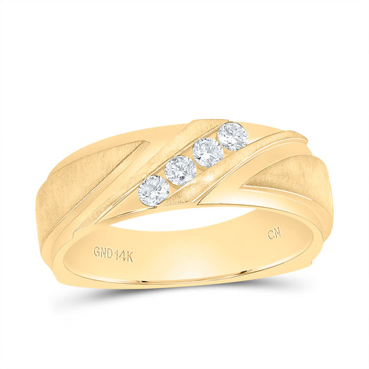 14kt Yellow Or White Gold Diamond Mens Machine-set Band