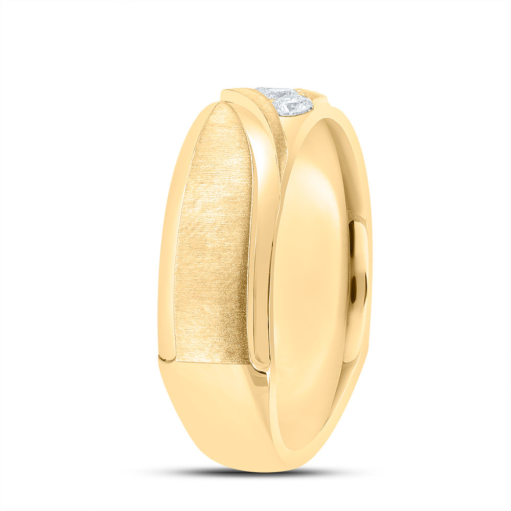 14kt Yellow Or White Gold Diamond Mens Machine-set Band