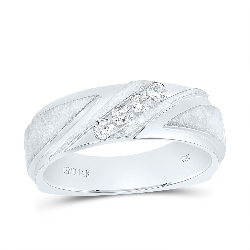 14kt Yellow Or White Gold Diamond Mens Machine-set Band