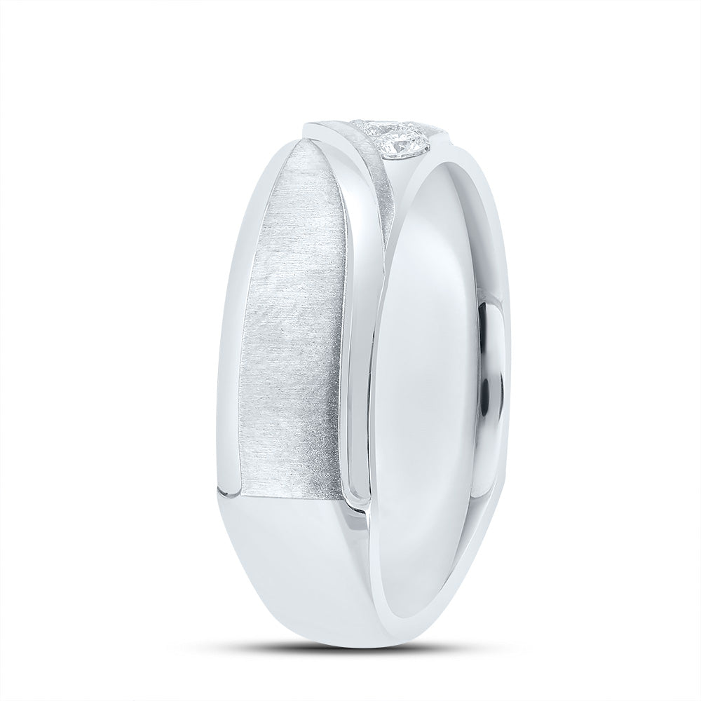 14kt Yellow Or White Gold Diamond Mens Machine-set Band