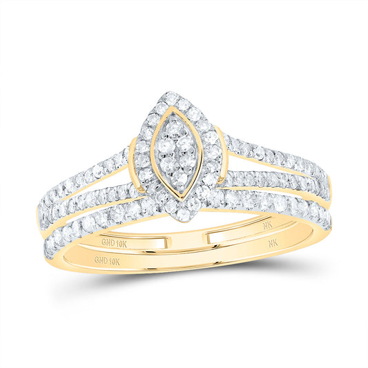 10kt Yellow Gold 1/3 Cttw Diamond Fashion Marquise Wedding Engagement Anniversary Bridal Set, Women Size: 5-9