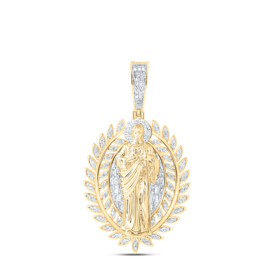 10kt Yellow Gold 1/2 Cttw Diamond St.jude Mens Charm