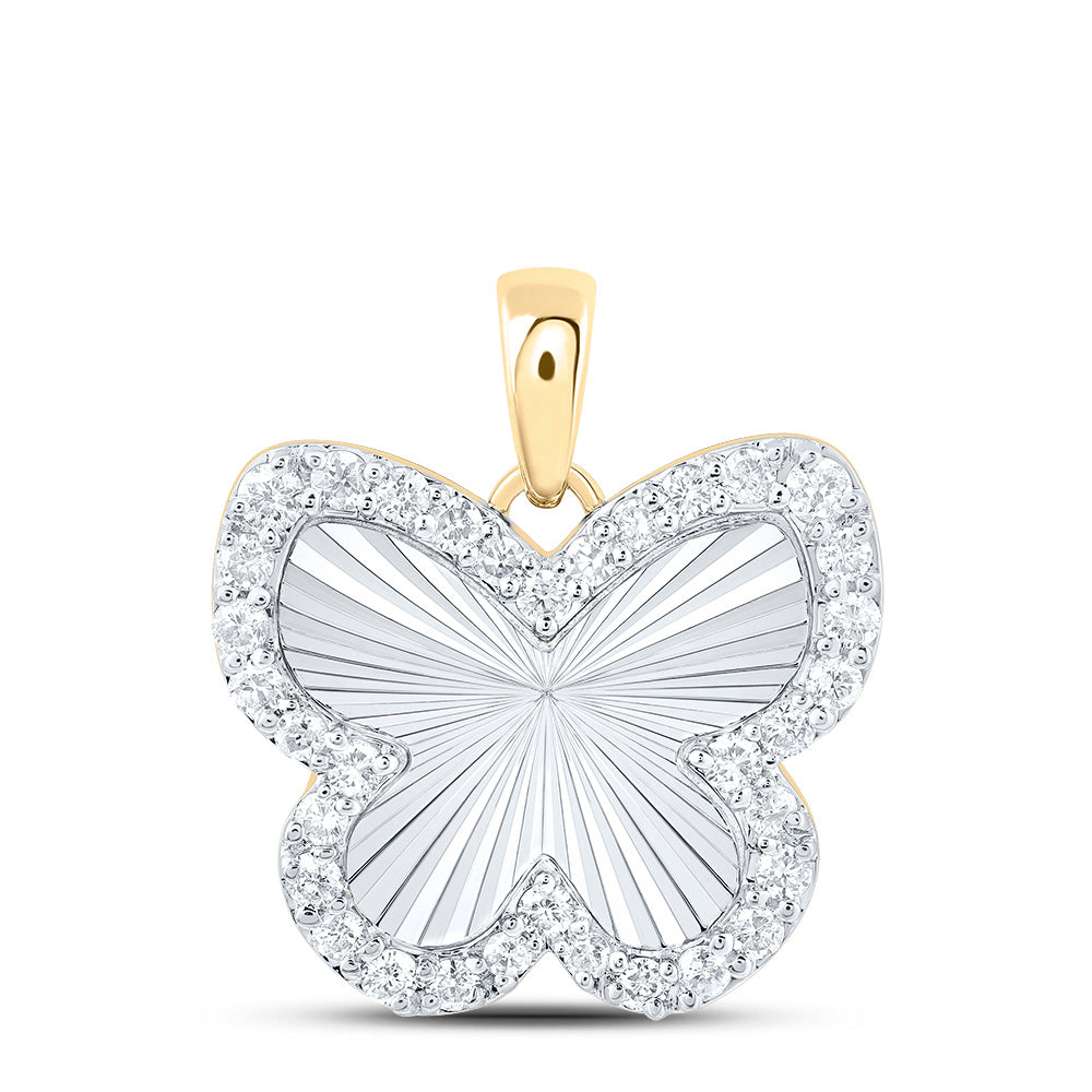 10kt Yellow Gold 1/4 Cttw Diamond Fashion Butterfly Pendant