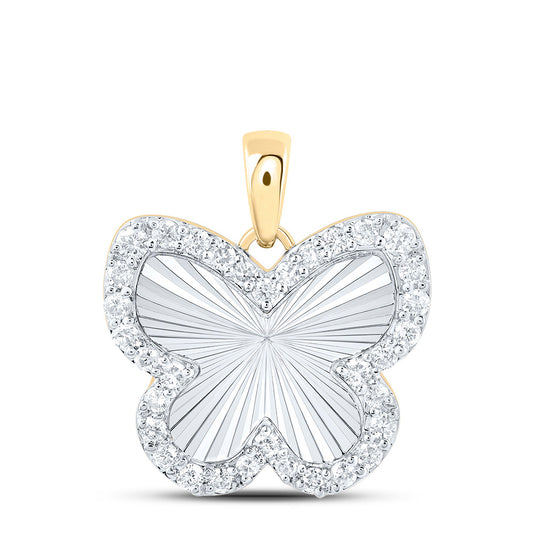 10kt Yellow Gold 1/4 Cttw Diamond Fashion Butterfly Pendant