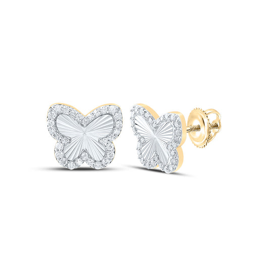 10kt Yellow Gold 3/8 Cttw Diamond Fashion Butterfly Earring