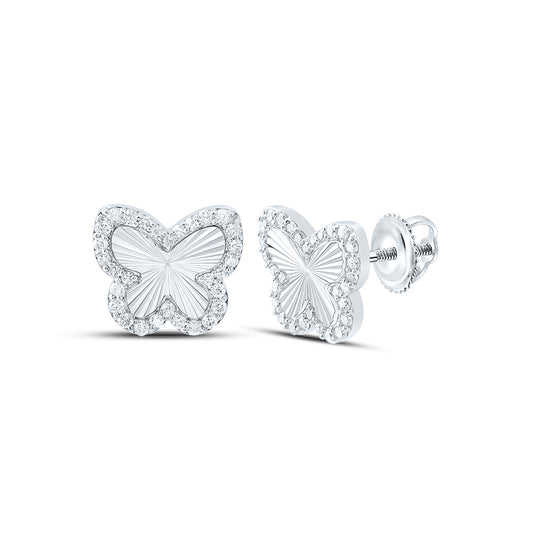 10kt White Gold 3/8 Cttw Diamond Fashion Butterfly Earring