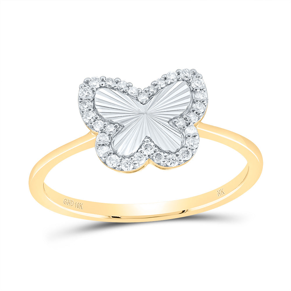 10kt Yellow Gold 1/5 Cttw Diamond Fashion Wedding Engagement Anniversary Butterfly Ring, Women Size: 5-9